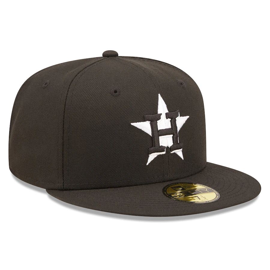 New Era Houston Astros Black Team Logo 59FIFTY Fitted Hat