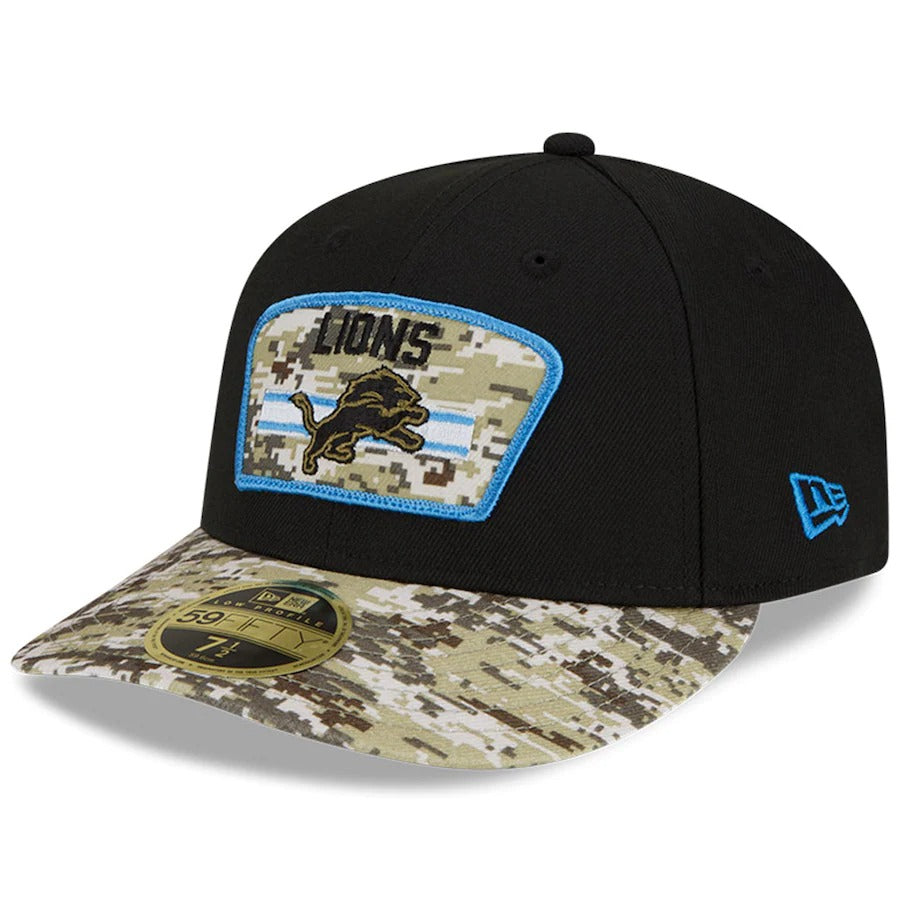 New Era Black/Camo Detroit Lions 2021 Salute To Service Low Profile 59FIFTY Fitted Hat