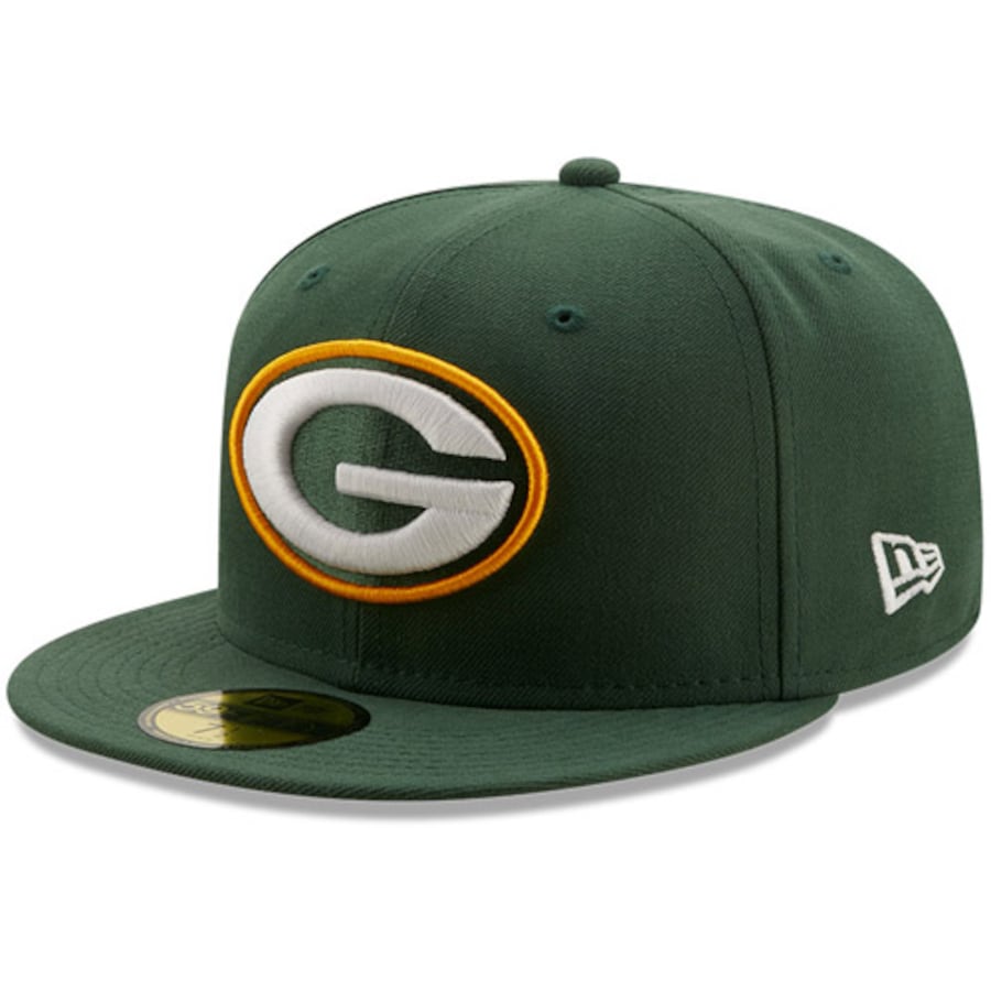 New Era Green Green Bay Packers Super Bowl XXXI Patch Gold Undervisor 59FIFY Fitted Hat
