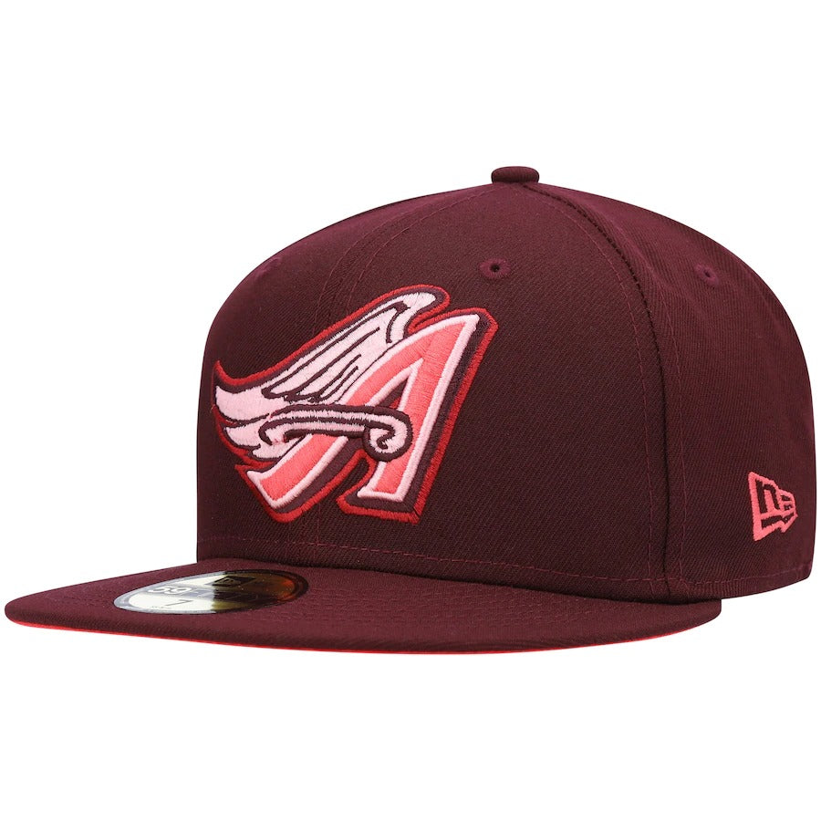 New Era Los Angeles Angels Maroon Color Fam Lava Red Undervisor 59FIFTY Fitted Hat