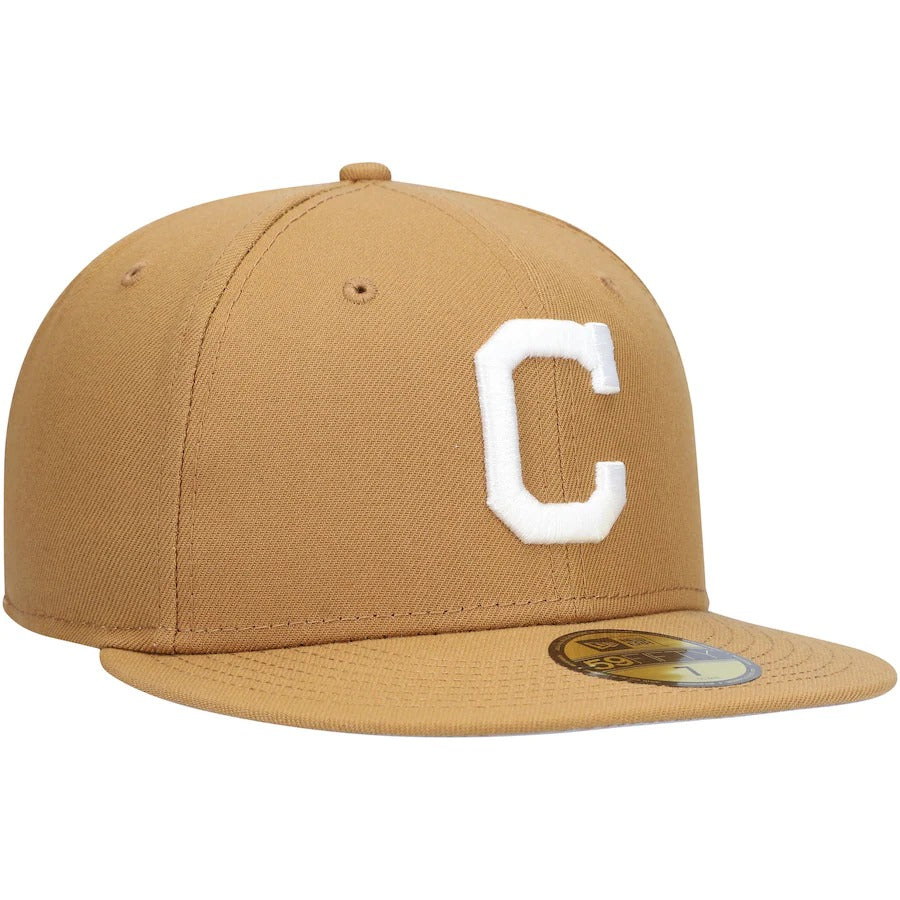 New Era Tan Cleveland Indians Wheat 59FIFTY Fitted Hat
