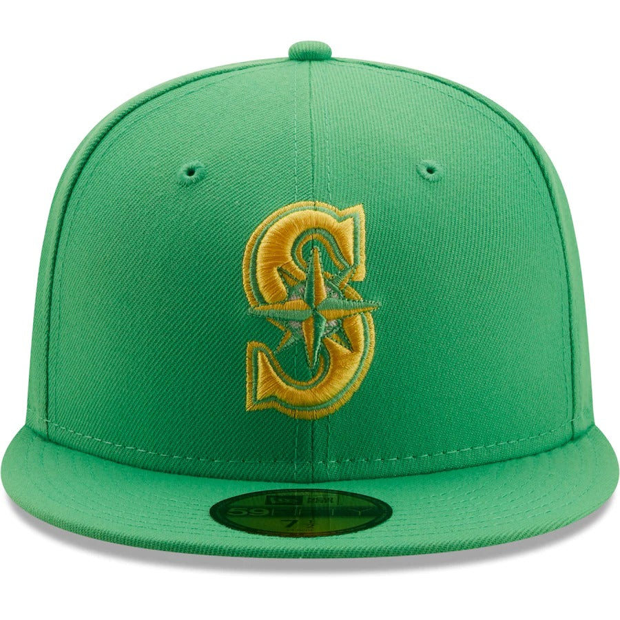 New Era Seattle Mariners Kelly Green 35th Anniversary Side Patch Yellow Undervisor 59FIFTY Fitted Hat