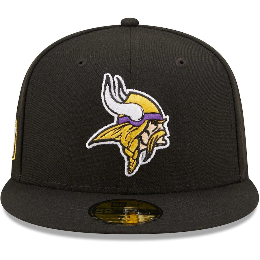 New Era Black Minnesota Vikings 45th Anniversary Patch 59FIFTY Fitted Hat