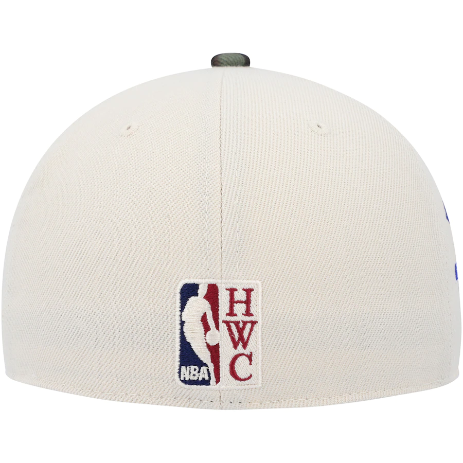 Mitchell & Ness Charlotte Hornets Cream/Camo Hardwood Classics 5th Anniversary Off White Camo Fitted Hat
