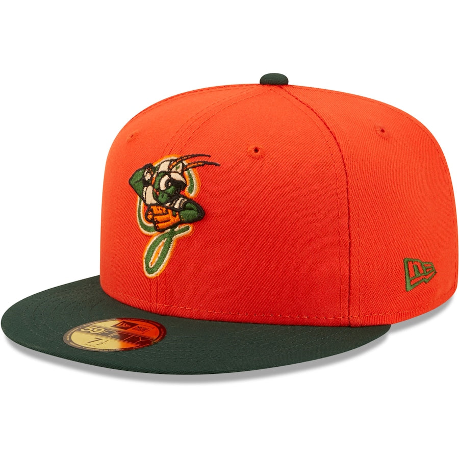 New Era Greensboro Grasshoppers Orange Authentic Collection 59FIFTY Fitted Hat