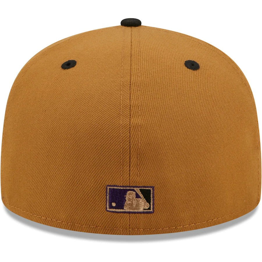 New Era Cincinnati Reds Tan/Black 150 Seasons Cooperstown Collection Purple Undervisor 59FIFTY Fitted Hat