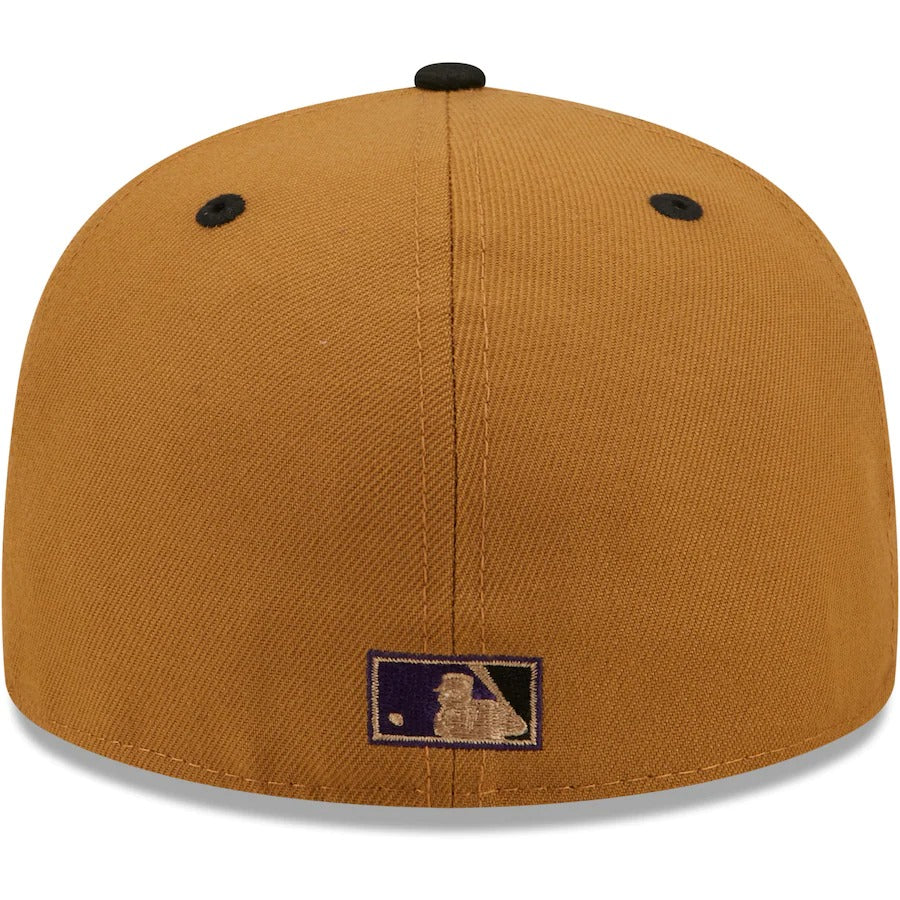 New Era Baltimore Orioles Tan/Black 50 Seasons Cooperstown Collection Purple Undervisor 59FIFTY Fitted Hat