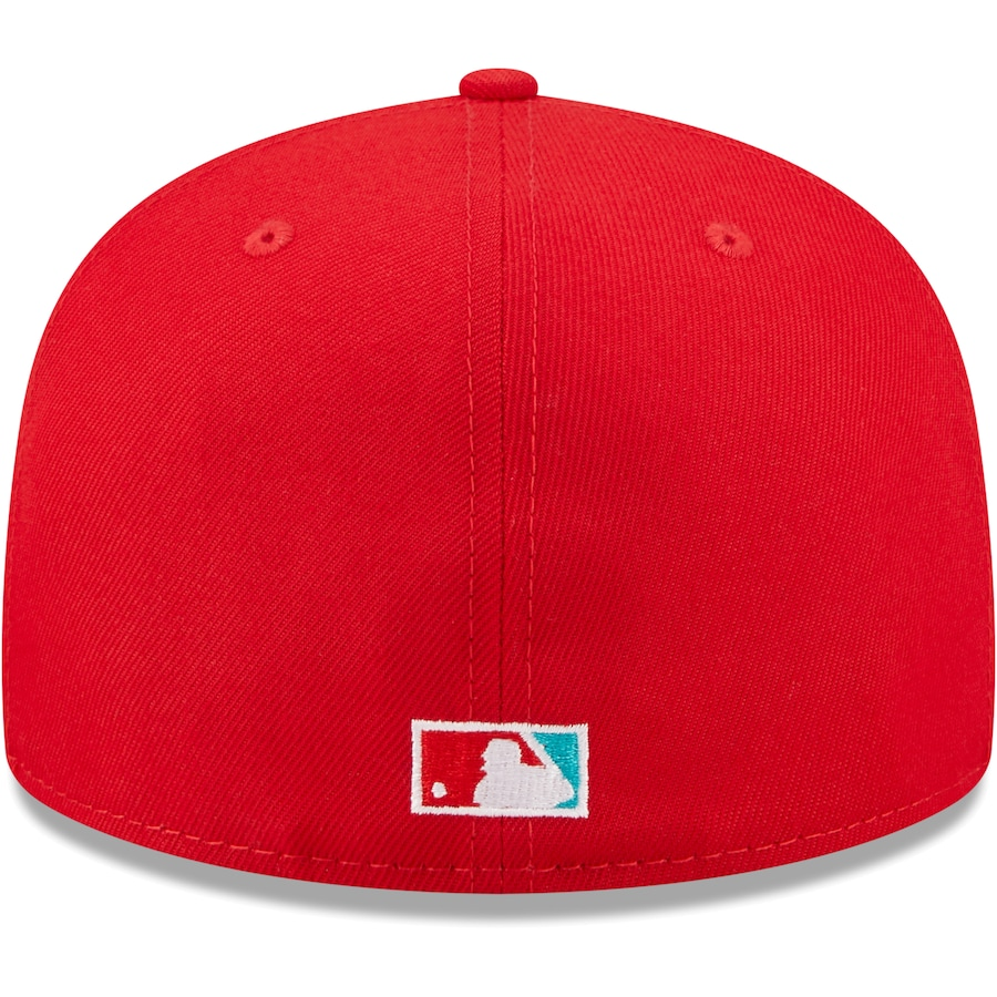 New Era Los Angeles Dodgers 2020 World Series Scarlet/Teal Undervisor 2022 59FIFTY Fitted Hat
