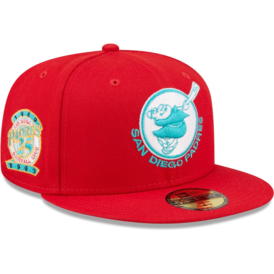 New Era San Diego Padres 25th Anniversary Scarlet/Teal Undervisor 2022 59FIFTY Fitted Hat