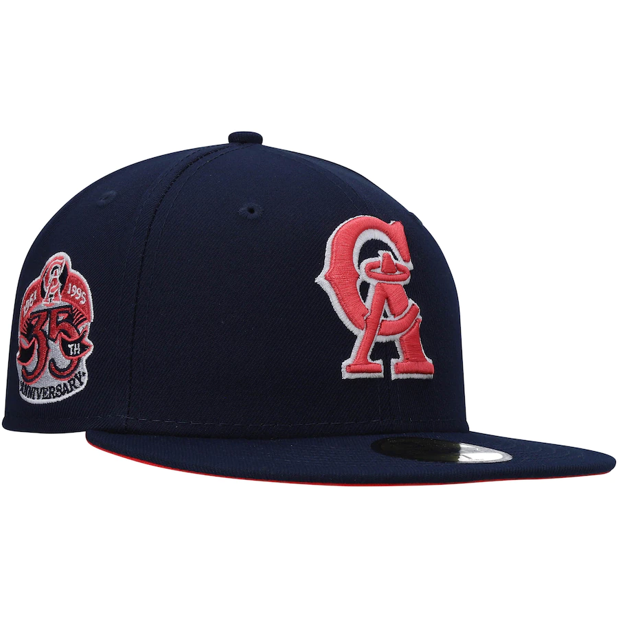New Era California Angels Navy Cooperstown Collection 35th Anniversary Lava Undervisor 59FIFTY Fitted Hat
