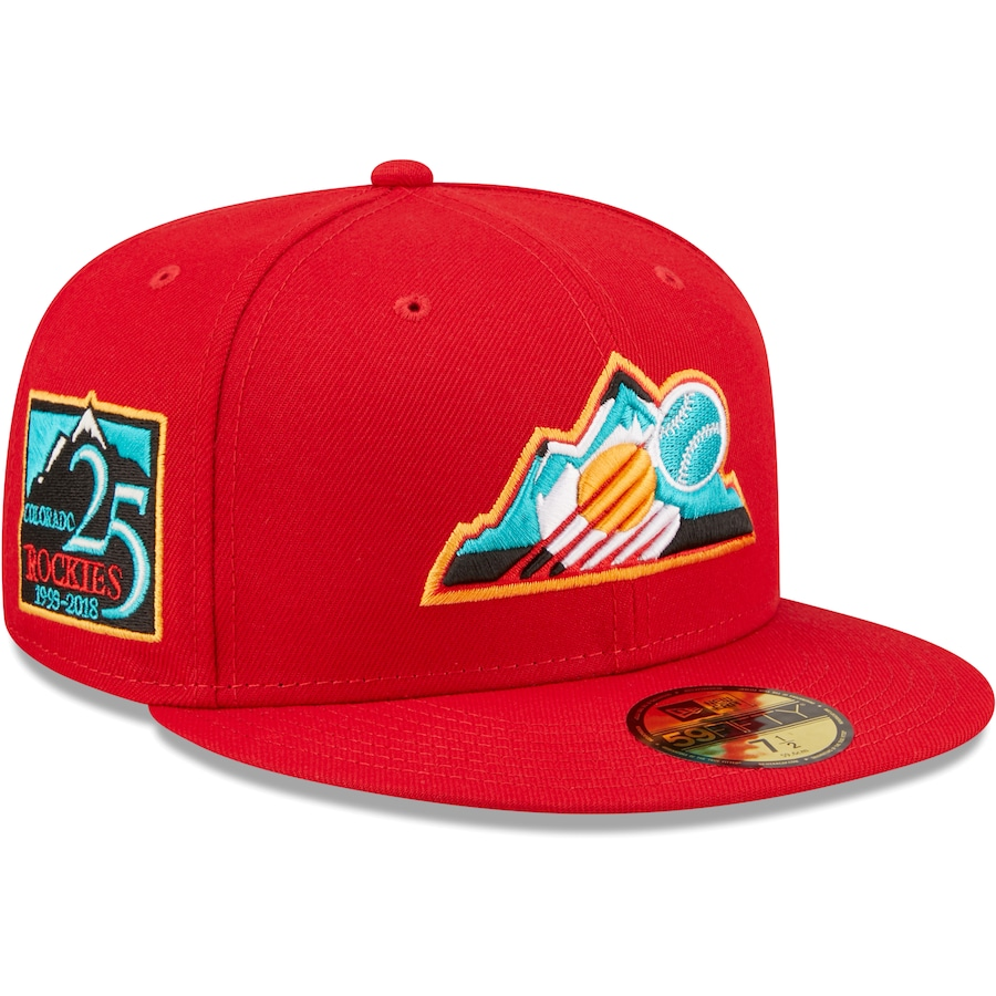 New Era Colorado Rockies 25th Anniversary Scarlet/Teal Undervisor 2022 59FIFTY Fitted Hat