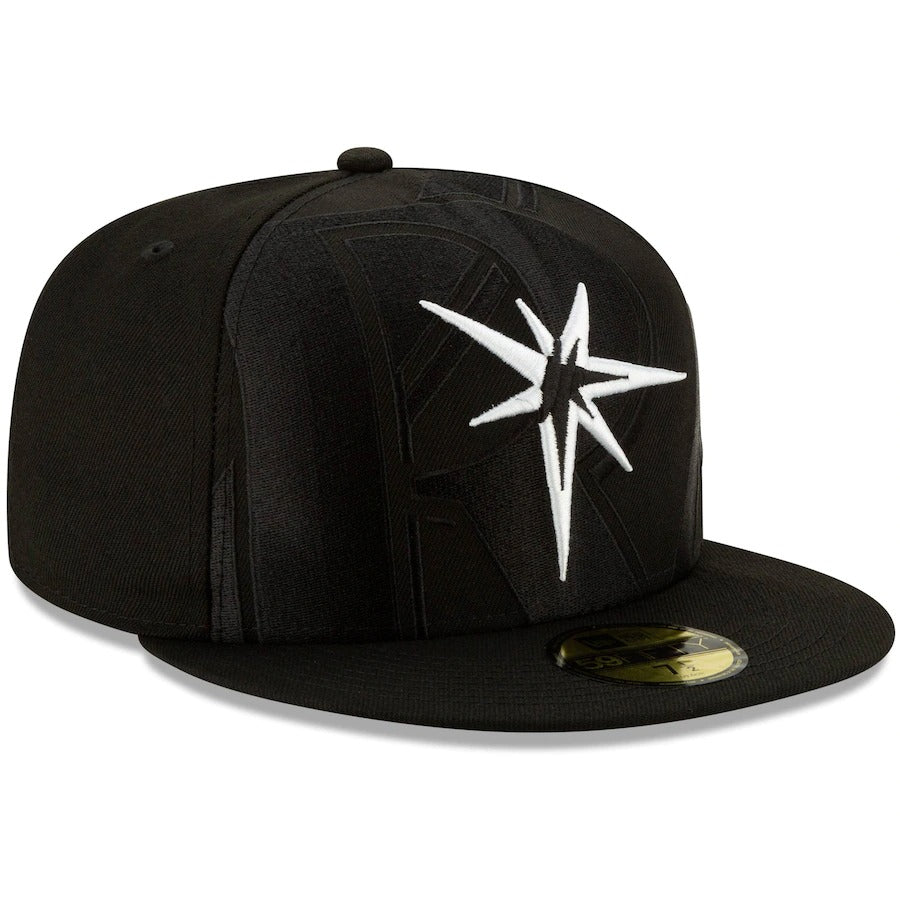 New Era Black Tampa Bay Rays Monochrome Logo Elements 59FIFTY Fitted Hat
