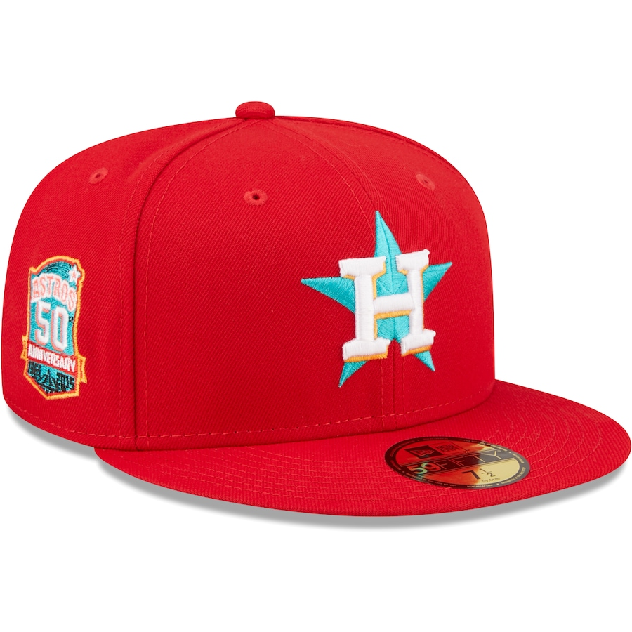 New Era Houston Astros 50th Anniversary Scarlet/Teal Undervisor 2022 59FIFTY Fitted Hat