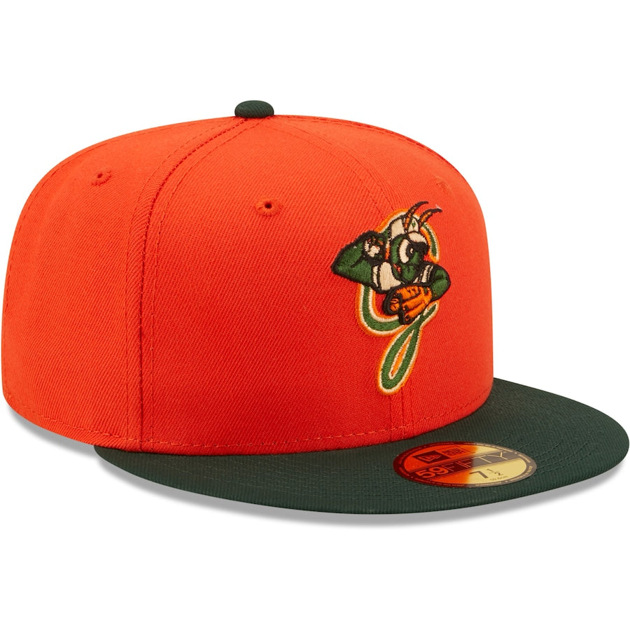 New Era Greensboro Grasshoppers Orange Authentic Collection 59FIFTY Fitted Hat