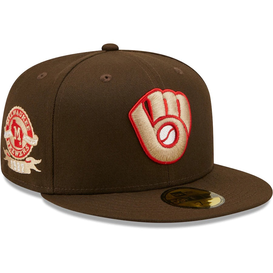 New Era Milwaukee Brewers Brown 1982 All-Star Game Team Scarlet Undervisor 59FIFTY Fitted Hat