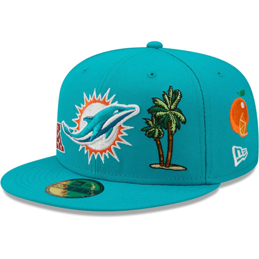 New Era Aqua Miami Dolphins Team Local 59FIFTY Fitted Hat