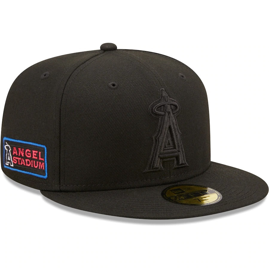 New Era Los Angeles Angels Black Angel Stadium Splatter 59FIFTY Fitted Hat