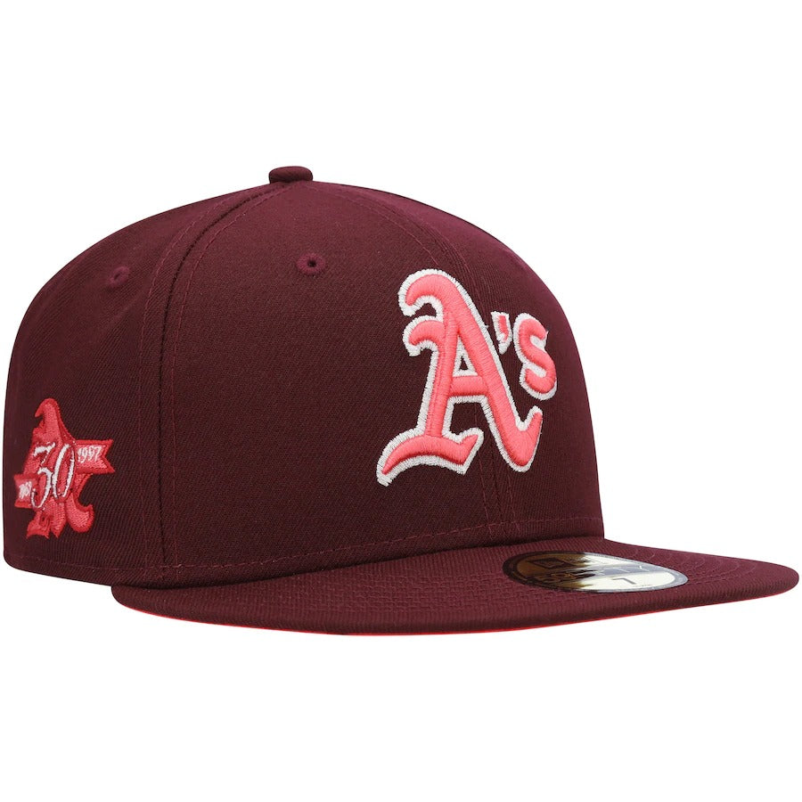 New Era Oakland Athletics Maroon Color Fam Lava Red Undervisor 59FIFTY Fitted Hat