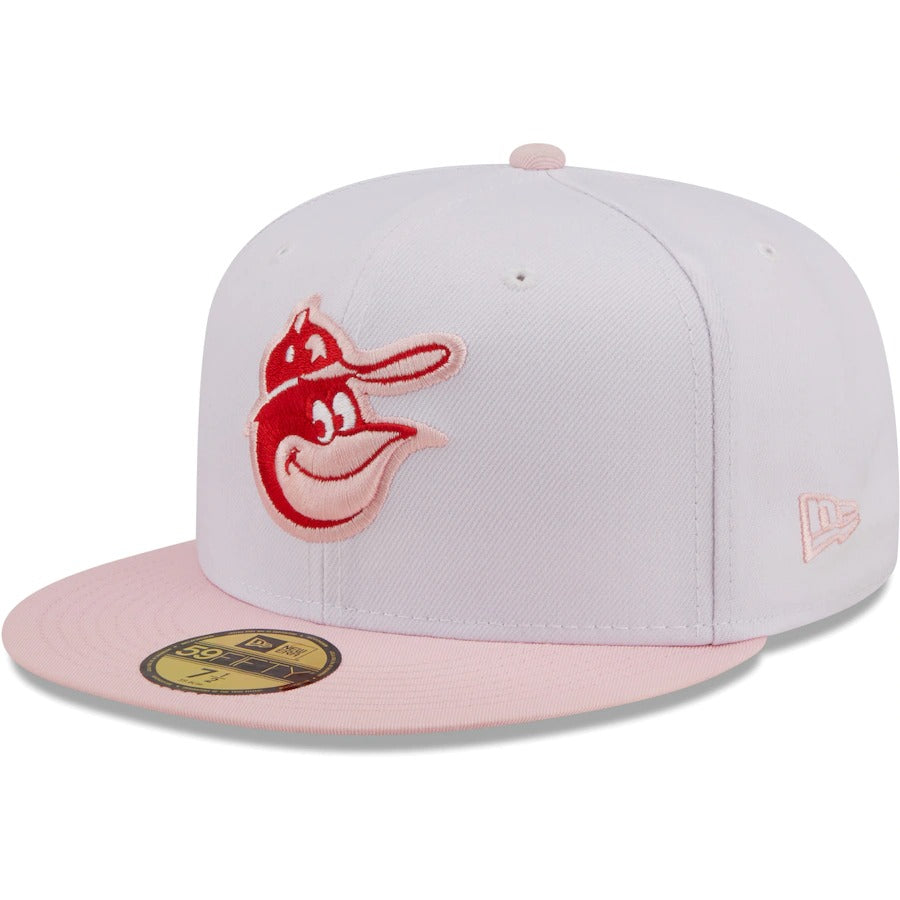 New Era Baltimore Orioles White/Pink Scarlet Undervisor 59FIFTY Fitted Hat