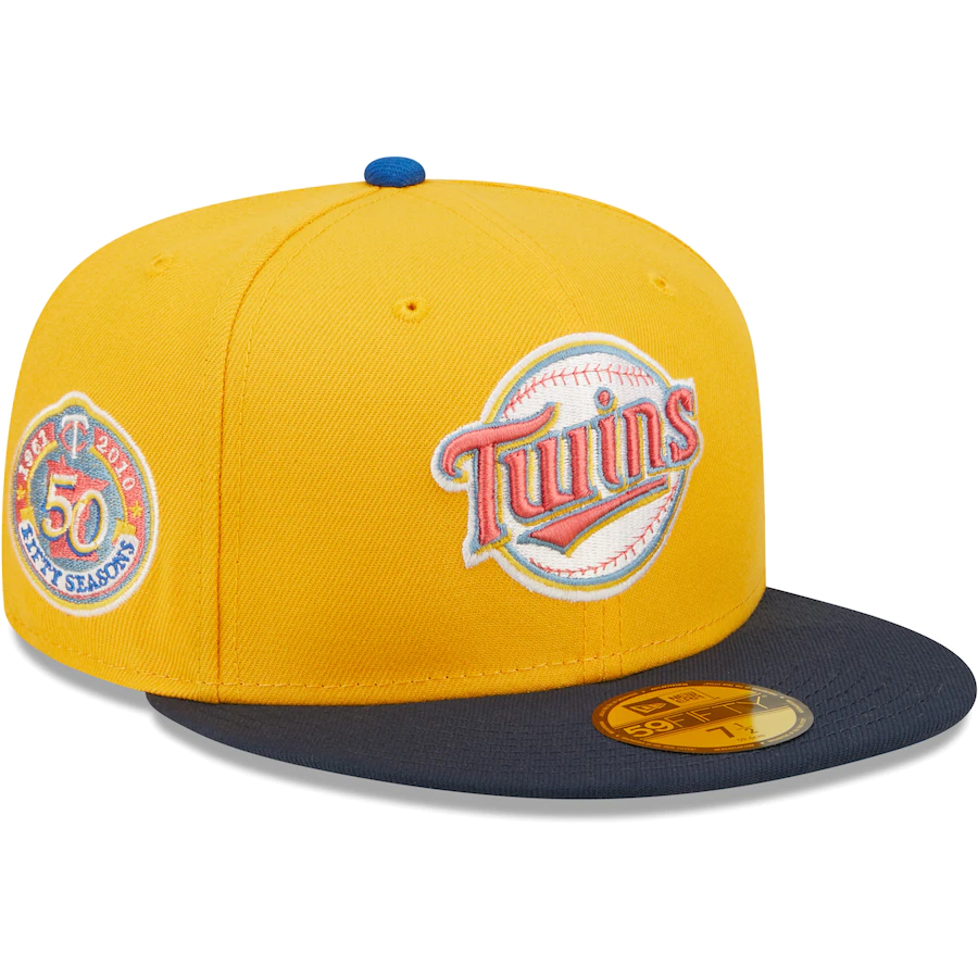 New Era Minnesota Twins Gold/Azure 50th Anniversary Undervisor 59FIFTY Fitted Hat