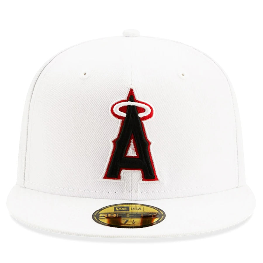 New Era Los Angeles Angels White 2002 World Series Patch Red Undervisor 59FIFTY Fitted Hat