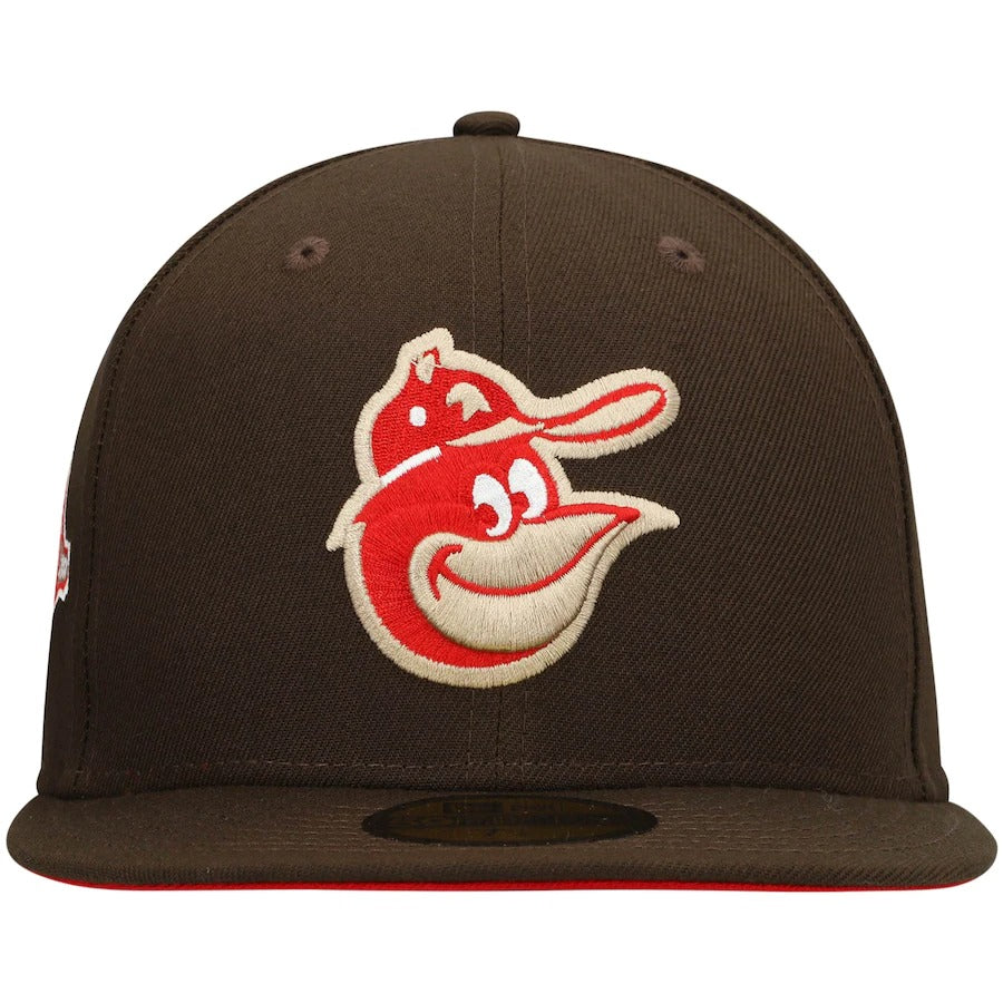 New Era Baltimore Orioles Brown 25th Anniversary Team Scarlet Undervisor 59FIFTY Fitted Hat