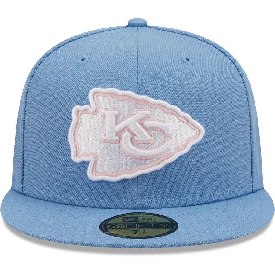 New Era Kansas City Chiefs Light Blue 2000 Pro Bowl Pink Undervisor 59FIFTY Fitted Hat
