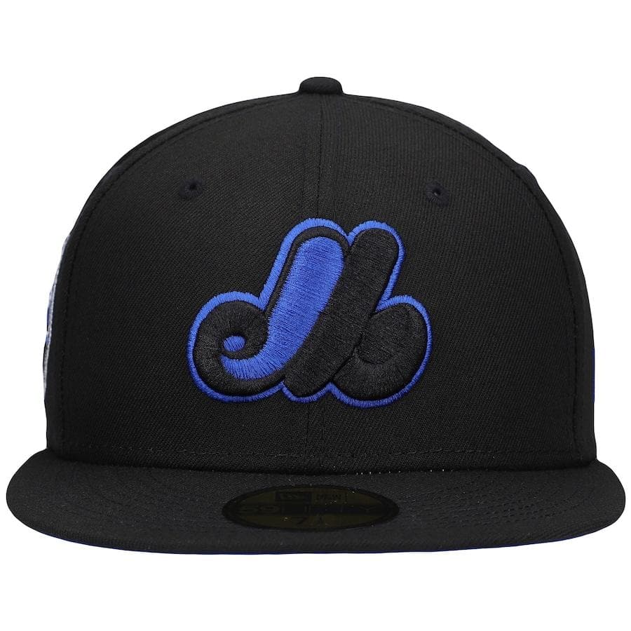 New Era Montreal Expos Black World Series 35th Anniversary Patch Royal Under Visor 59FIFTY Fitted Hat