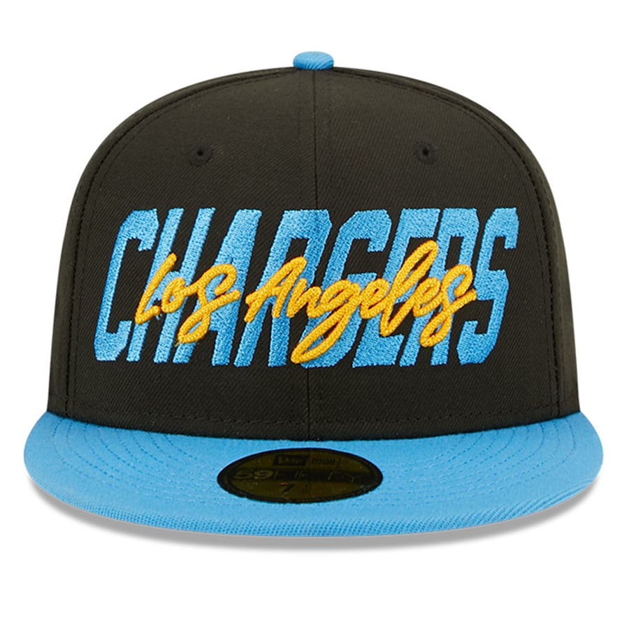 New Era Los Angeles Chargers  Black/Powder Blue 2022 NFL Draft On Stage 59FIFTY Fitted Hat