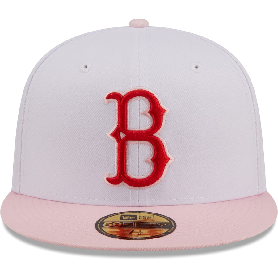New Era Brooklyn Dodgers White/Pink Cooperstown Collection Scarlet Undervisor 59FIFTY Fitted Hat