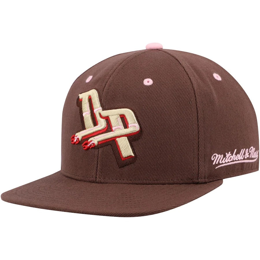 Mitchell & Ness Detroit Pistons Brown 50th Anniversary Hardwood Classics Brown Sugar Bacon Fitted Hat
