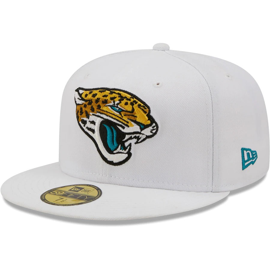 New Era White Jacksonville Jaguars 1997 Pro Bowl Patch Teal Undervisor 59FIFY Fitted Hat