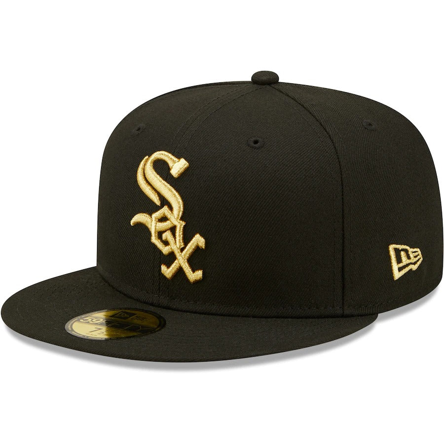 New Era Black Chicago White Sox 1991 Inaugural Year Metallic Gold Undervisor 59FIFTY Fitted Hat