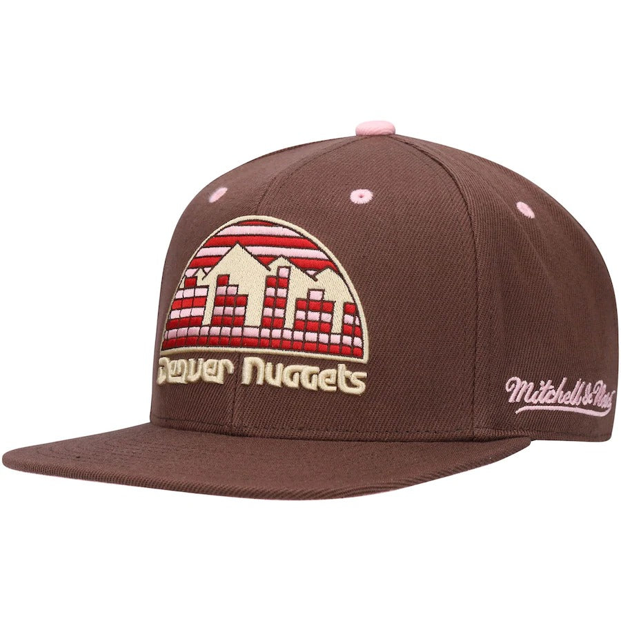 Mitchell & Ness Denver Nuggets Brown 25th Anniversary Hardwood Classics Brown Sugar Bacon Fitted Hat