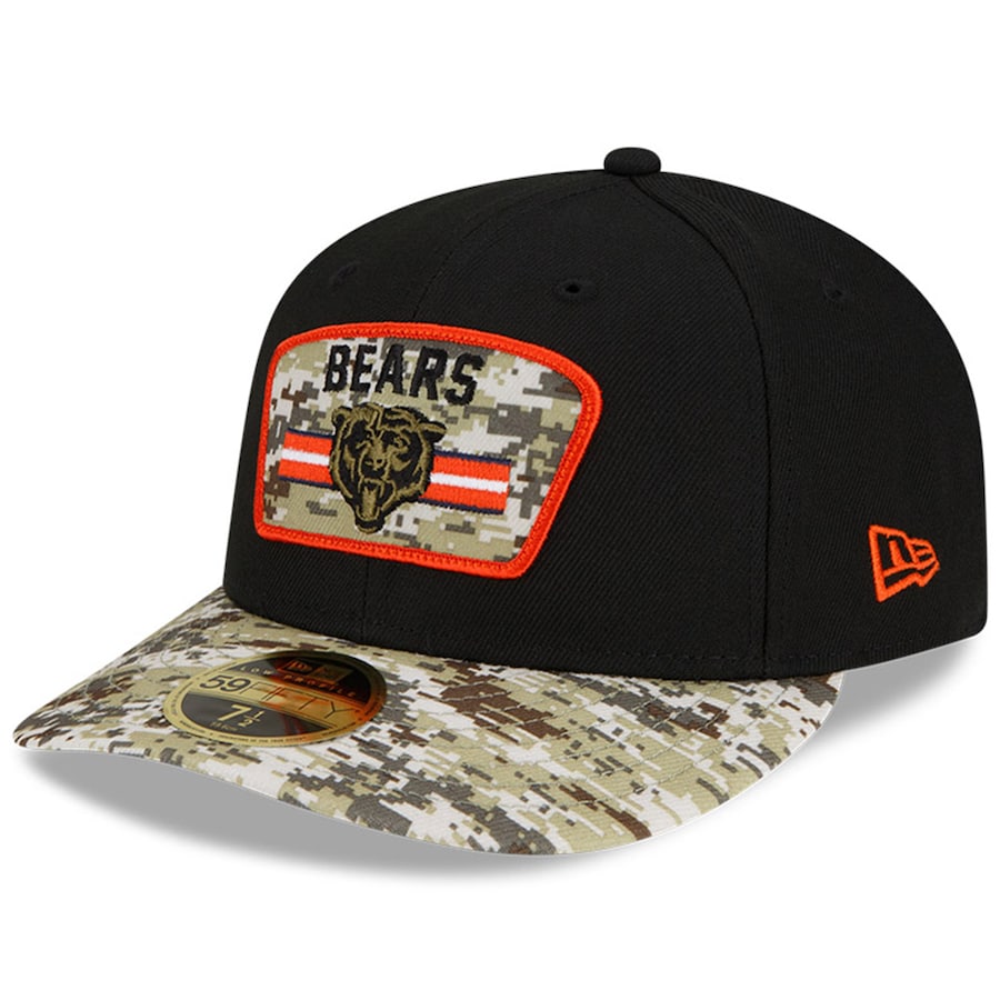 New Era Black/Camo Chicago Bears 2021 Salute To Service Low Profile 59FIFTY Fitted Hat
