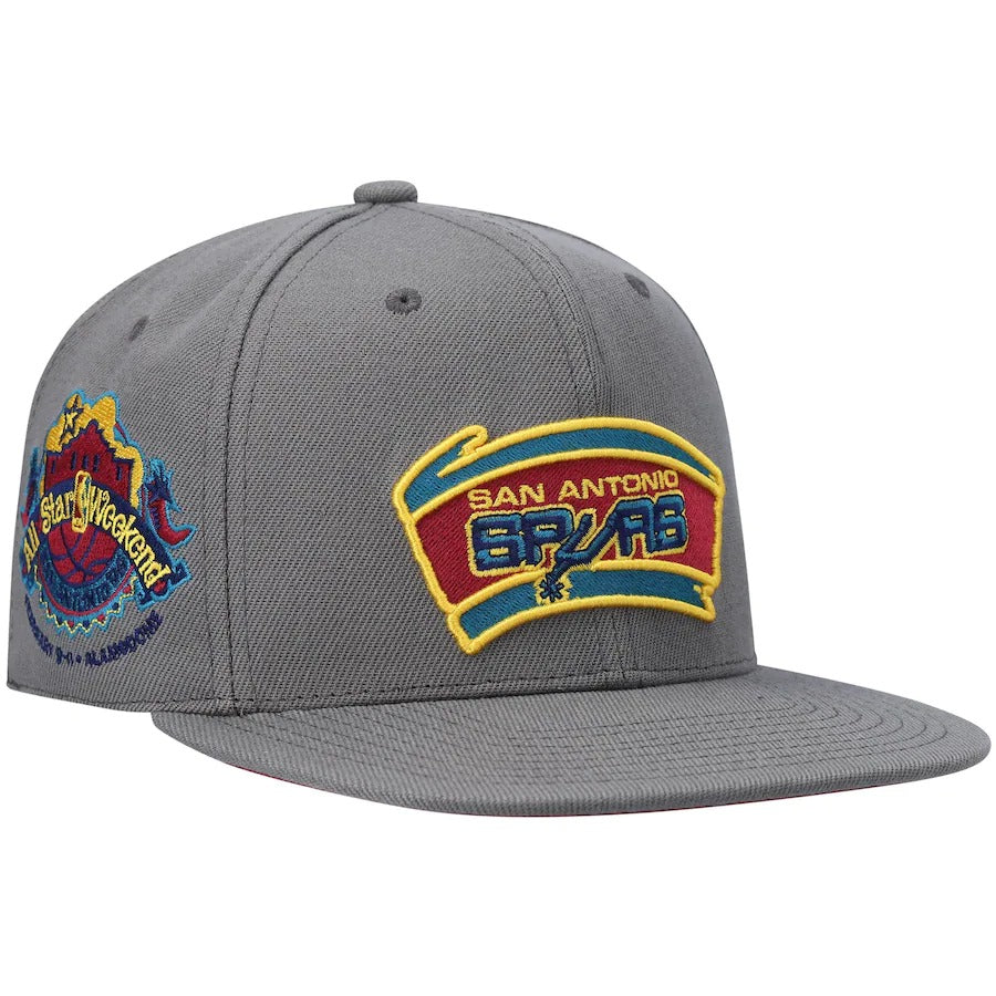 Mitchell & Ness San Antonio Spurs Charcoal Hardwood Classics 1996 NBA All-Star Game Carbon Cabarnet Fitted Hat