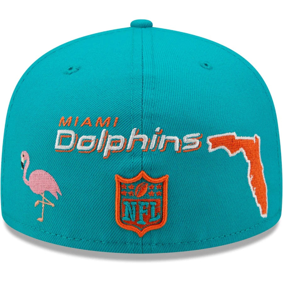 New Era Aqua Miami Dolphins Team Local 59FIFTY Fitted Hat