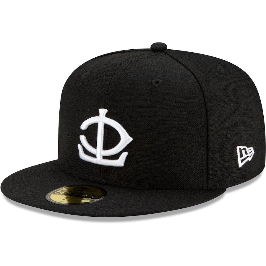 New Era Black Minnesota Twins Upside Down Logo 59FIFTY Fitted Hat