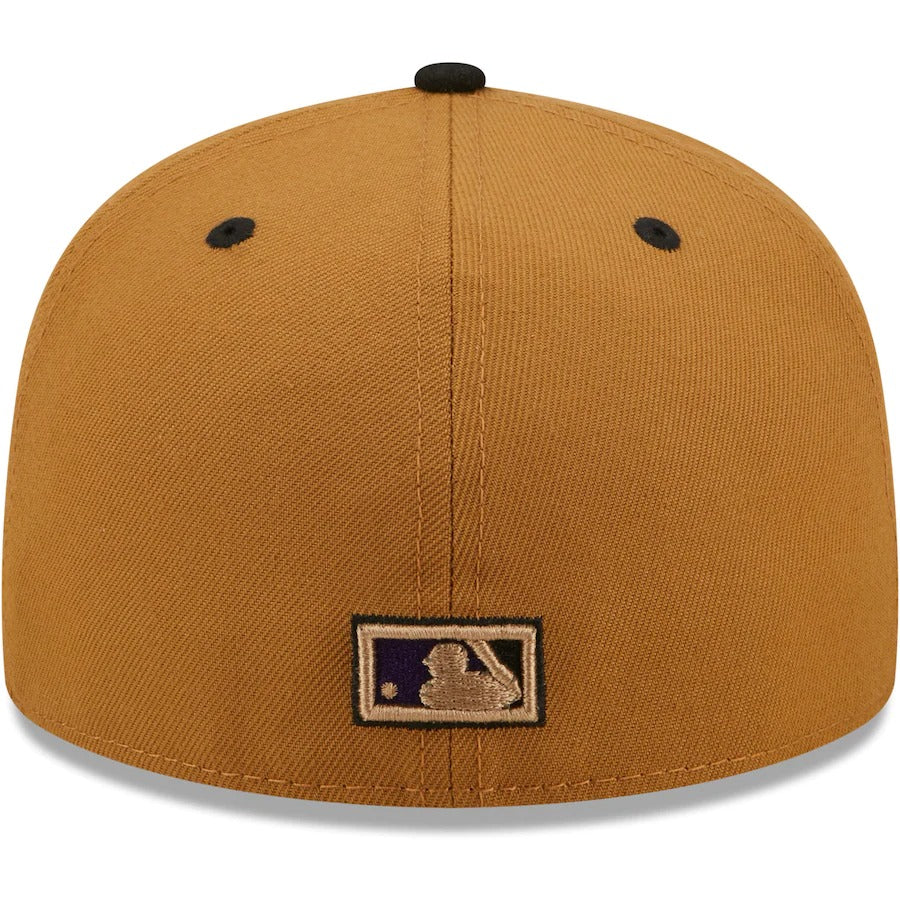 New Era Detroit Tigers Tan/Black 1968 World Series Champions Cooperstown Collection Purple Undervisor 59FIFTY Fitted Hat