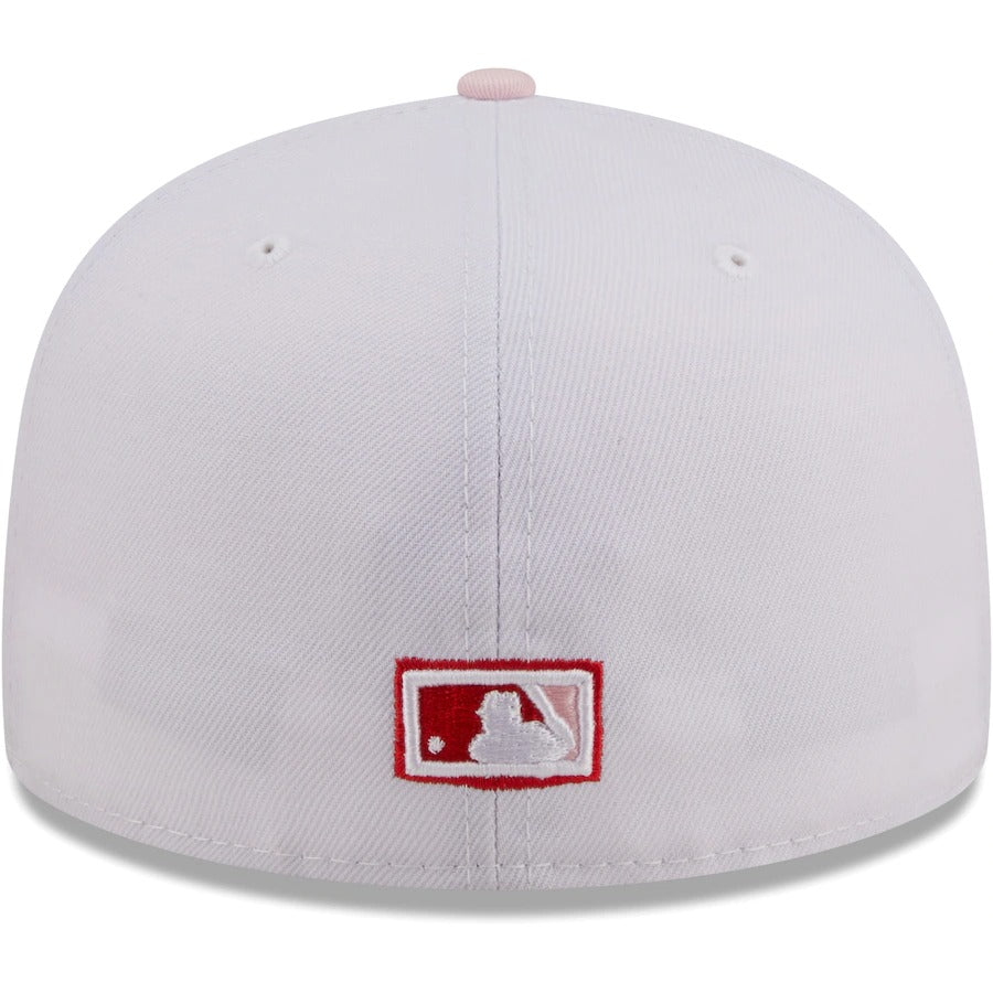 New Era Brooklyn Dodgers White/Pink Cooperstown Collection Scarlet Undervisor 59FIFTY Fitted Hat