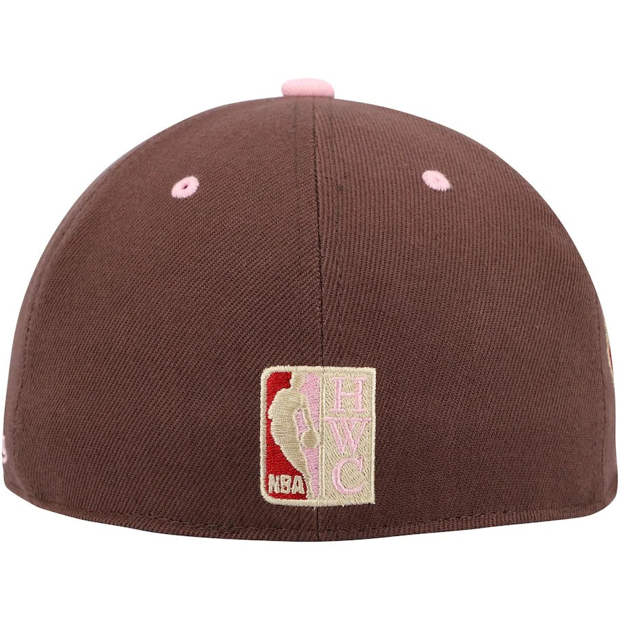 Mitchell & Ness Detroit Pistons Brown 50th Anniversary Hardwood Classics Brown Sugar Bacon Fitted Hat