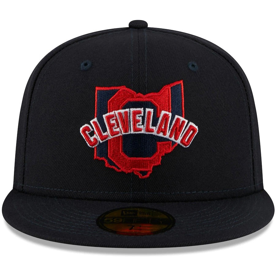 New Era Navy Cleveland Indians Local II 59FIFTY Fitted Hat