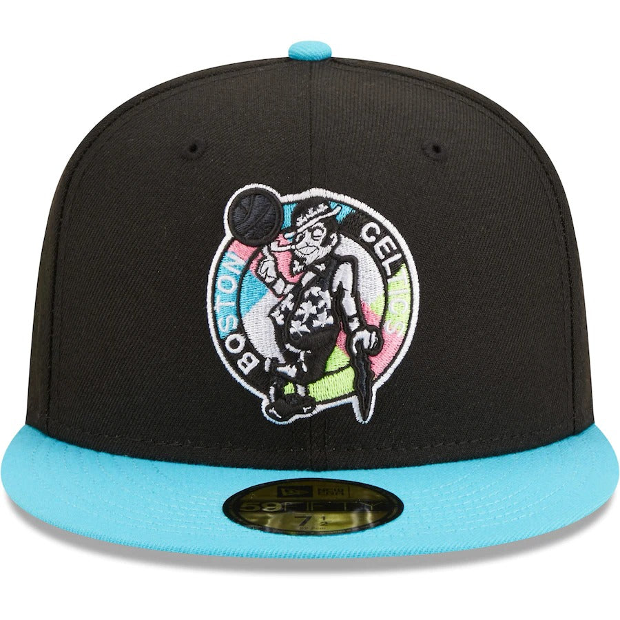 New Era Boston Celtics Black/Teal Vice City 59FIFTY Fitted Hat