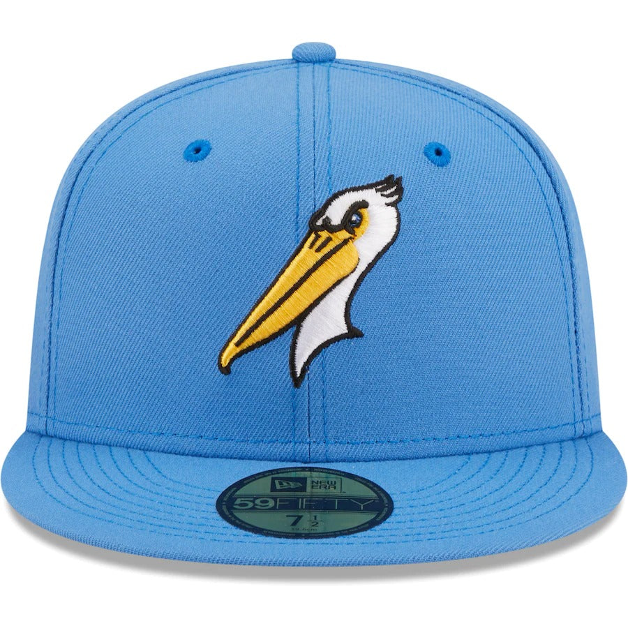 New Era Myrtle Beach Pelicans Light Blue Authentic Collection 59FIFTY Fitted Hat