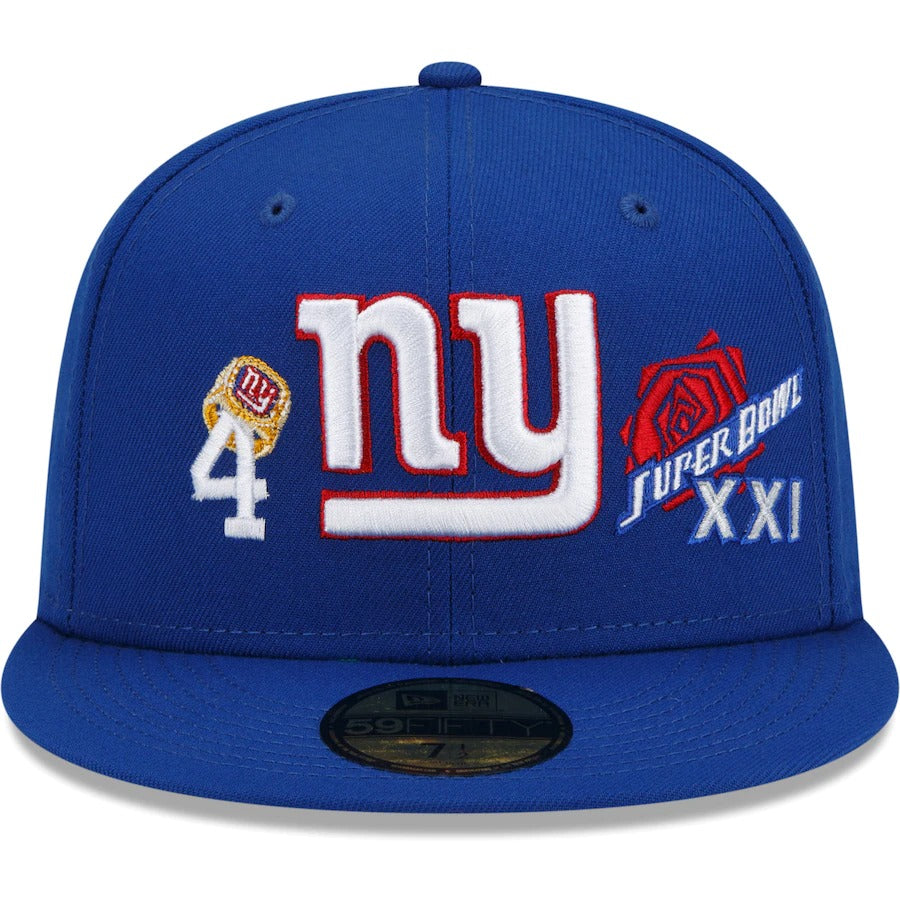 New Era Royal New York Giants 4x Super Bowl Champions Count The Rings 59FIFTY Fitted Hat