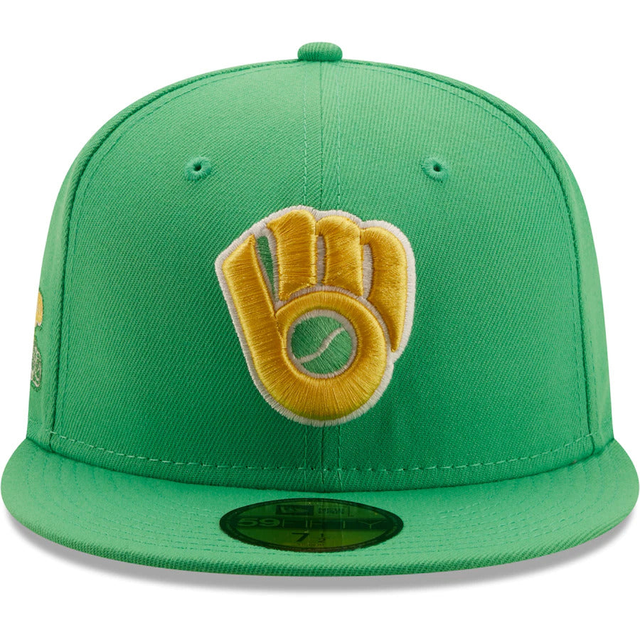 New Era Kelly Green Milwaukee Brewers 1982 All-Star Game Side Patch Yellow Undervisor 59FIFTY Fitted Hat