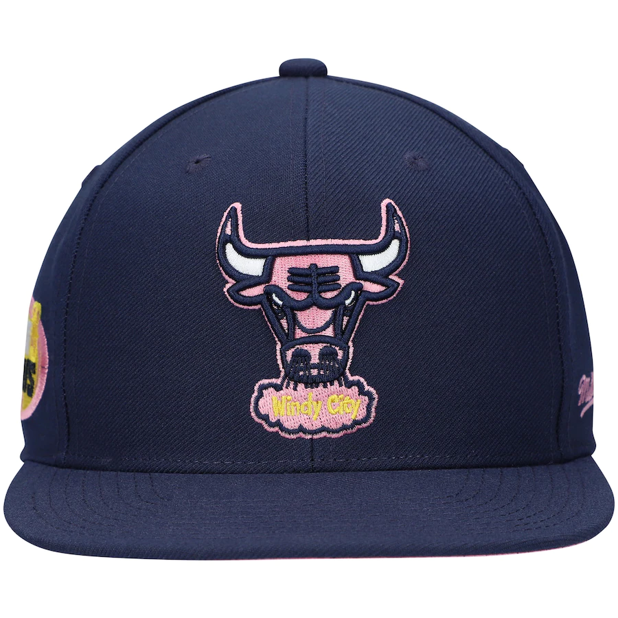 Mitchell & Ness Chicago Bulls Navy 1998 NBA Finals Burnt Sunrise Fitted Hat