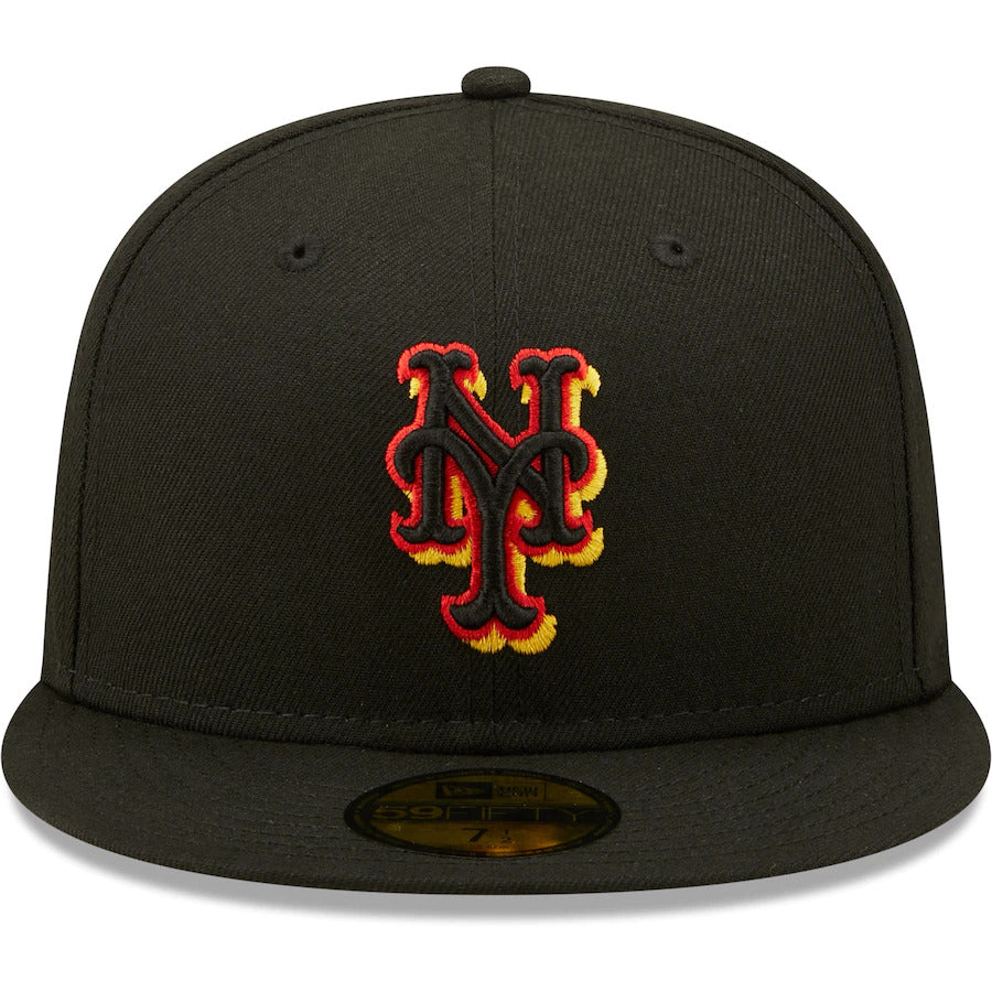 New Era Black New York Mets Shea Stadium Final Season Gold Undervisor 59FIFTY Fitted Hat