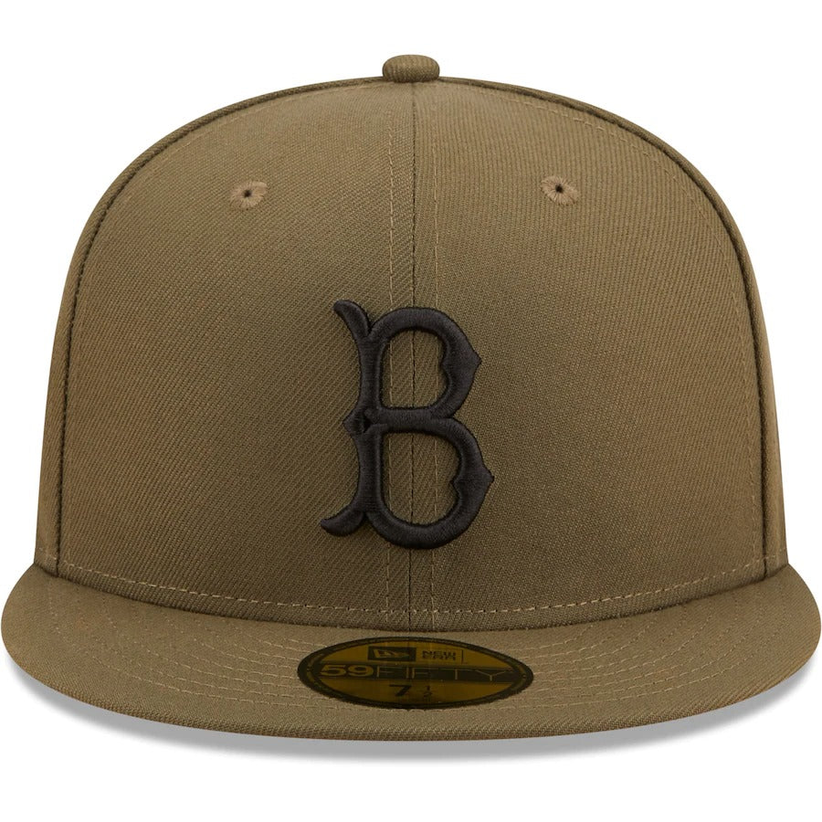 New Era Los Angeles Dodgers Olive 100th Anniversary Cooperstown Collection Hunter Flame Undervisor 59FIFTY Fitted Hat
