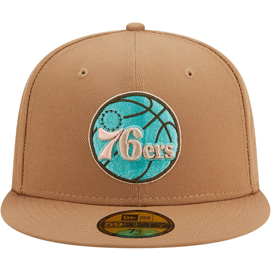 New Era Philadelphia 76ers Khaki/Mint 75th Anniversary 59FIFTY Fitted Hat